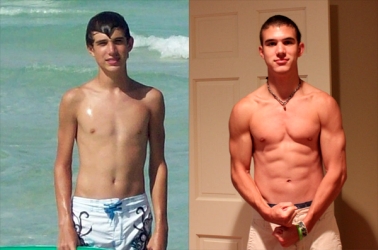 Kid before and after working out